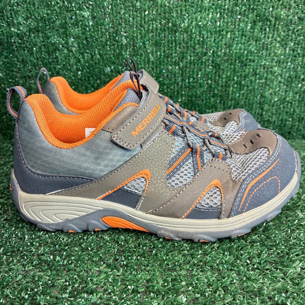 Merrell Trail Chaser Low Lace Hook Loop Hiking Outdoor Shoes Grey Orange Kids 4M